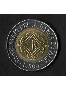 1993 Lire 500 Bimetallica Banca D'Italia Conservazione Fior di Conio Italia